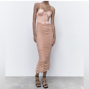 ZARA DRAPED TULLE CORSETRY-INSPIRED DRESS